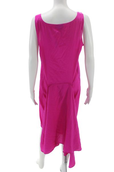 DKNY Womens Shift Dress Pink Scoop Neck Silk Sleeveless Pullover Size M