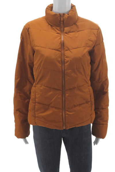 Cole Haan Women Brown Puffer Jacket Polyester Long Sleeve Petites Size S