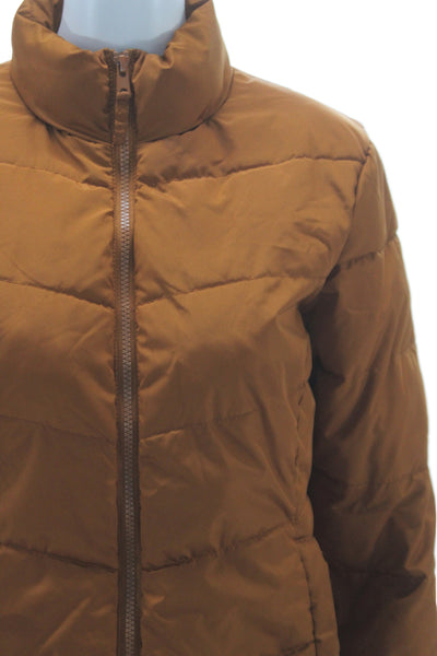 Cole Haan Women Brown Puffer Jacket Polyester Long Sleeve Petites Size S