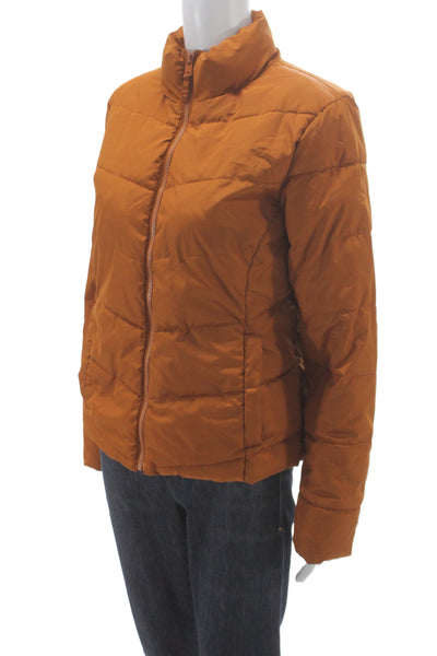 Cole Haan Women Brown Puffer Jacket Polyester Long Sleeve Petites Size S