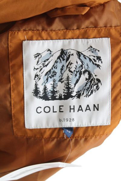 Cole Haan Women Brown Puffer Jacket Polyester Long Sleeve Petites Size S