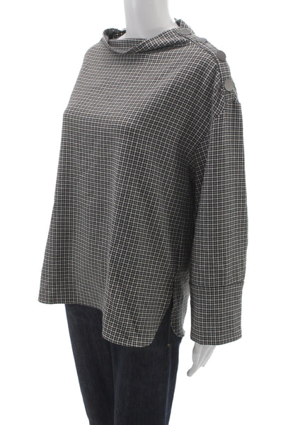Zara Woman Womens Tunic Gray Cowl Neck Check Long Sleeve Polyester Size S
