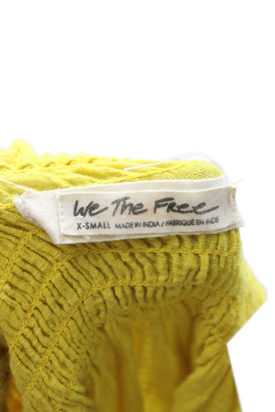 We The Free Women Cropped Off Shoulder Cotton Blouse Yellow Size XS