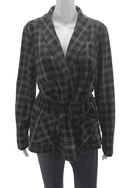 Liverpool Los Angeles Women Black Plaid Kimono Blazer Size XL