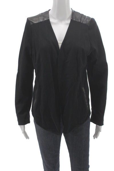 Eileen Fisher Womens Basic Jacket Black Cotton Open Front Long Sleeve Size S