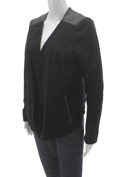 Eileen Fisher Womens Basic Jacket Black Cotton Open Front Long Sleeve Size S