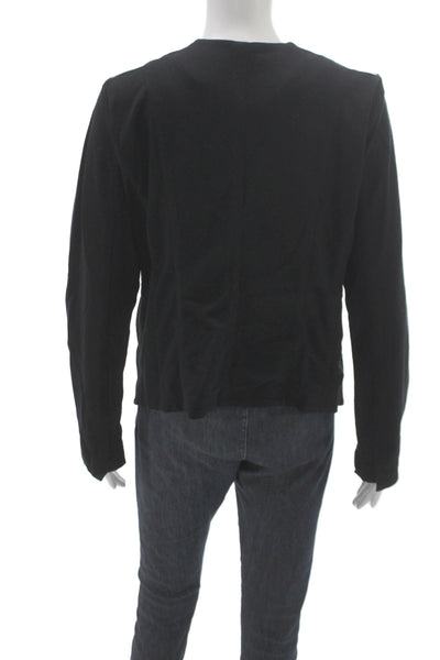 Eileen Fisher Womens Basic Jacket Black Cotton Open Front Long Sleeve Size S