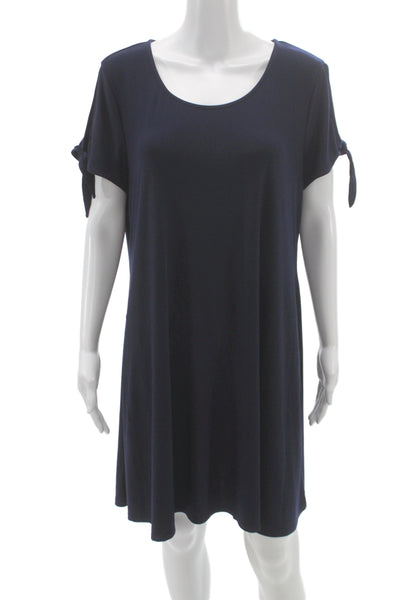 MSK Womens Shift Dress Blue Scoop Neck Short Sleeve Polyester Size S