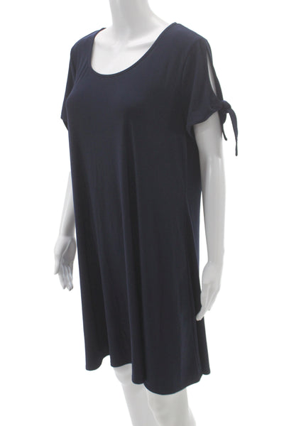 MSK Womens Shift Dress Blue Scoop Neck Short Sleeve Polyester Size S