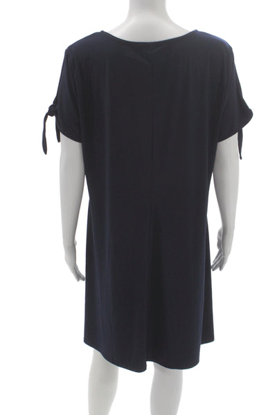 MSK Womens Shift Dress Blue Scoop Neck Short Sleeve Polyester Size S