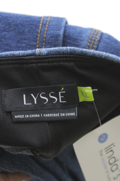 Lysse Women Capri Leggings Black Striped Cotton Athleisure Size XL