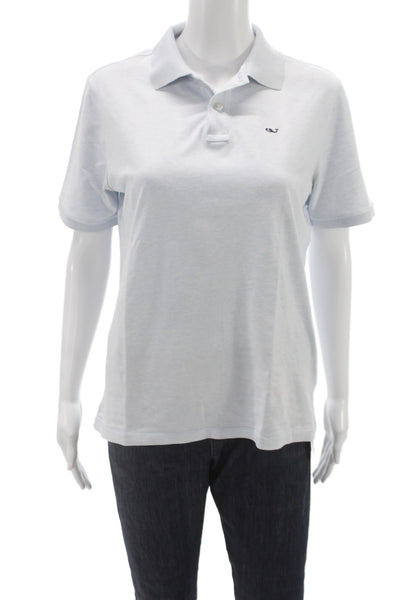 Vineyard Vines Womens Polo Collared Button Solid Blue Short Sleeve Size XL