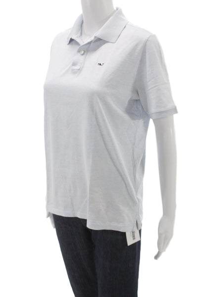 Vineyard Vines Womens Polo Collared Button Solid Blue Short Sleeve Size XL