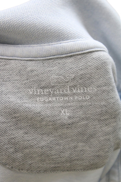 Vineyard Vines Womens Polo Collared Button Solid Blue Short Sleeve Size XL