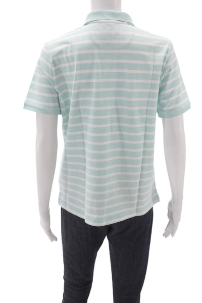 Vineyard Vines Women Basic Striped Collared Short Sleeve Polo Green Size XL