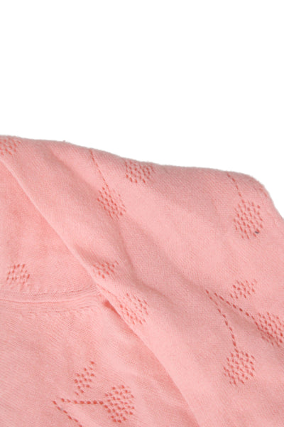 Bonpoint Childrens Girls Cherry Knit Cardigan Sweater Pink Size 18 Months