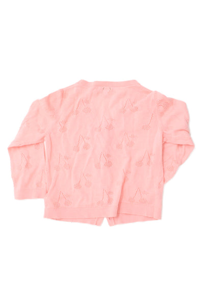 Bonpoint Childrens Girls Cherry Knit Cardigan Sweater Pink Size 18 Months