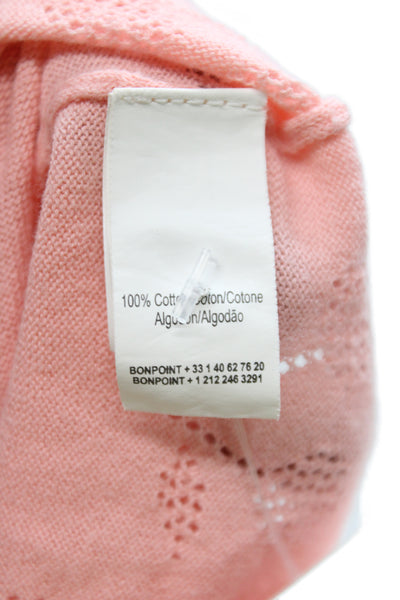Bonpoint Childrens Girls Cherry Knit Cardigan Sweater Pink Size 18 Months