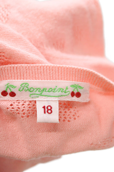 Bonpoint Childrens Girls Cherry Knit Cardigan Sweater Pink Size 18 Months