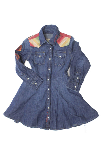 Polo Ralph Lauren Childrens Girls Denim Button Down A Line Dress Blue Size 4T