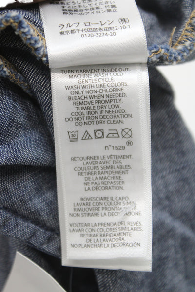 Polo Ralph Lauren Childrens Girls Denim Button Down A Line Dress Blue Size 4T