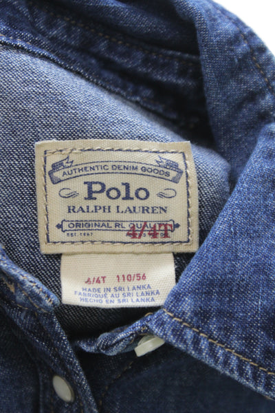 Polo Ralph Lauren Childrens Girls Denim Button Down A Line Dress Blue Size 4T