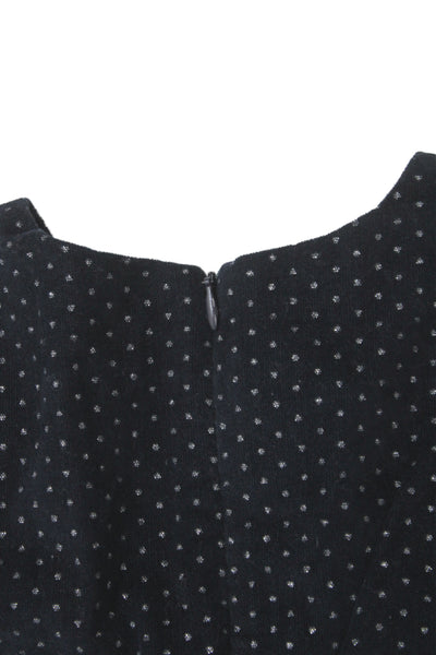 Jacadi Childrens Girls Polka Dot Belted Pleated A Line Dress Navy Blue Size 5