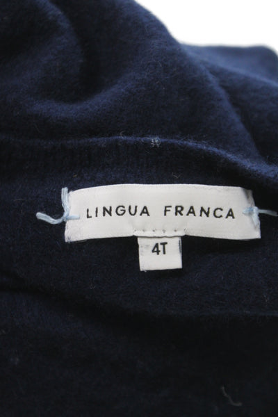 Lingua Franca Childrens Girls Cashmere Long Sleeves Sweater Navy Blue Size 4