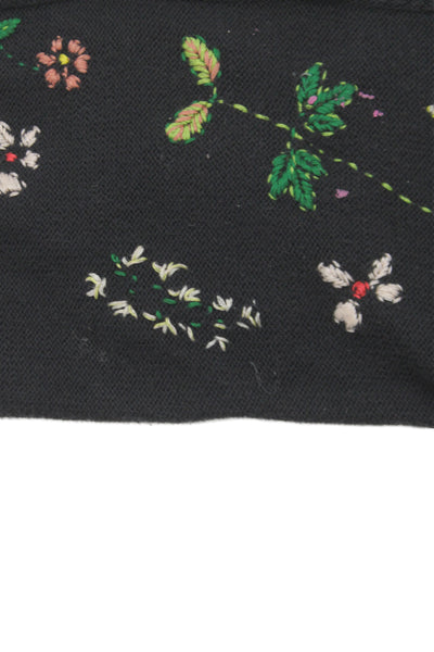 Bonpoint Childrens Girls Floral Embroidered Cardigan Sweater Black Size 2