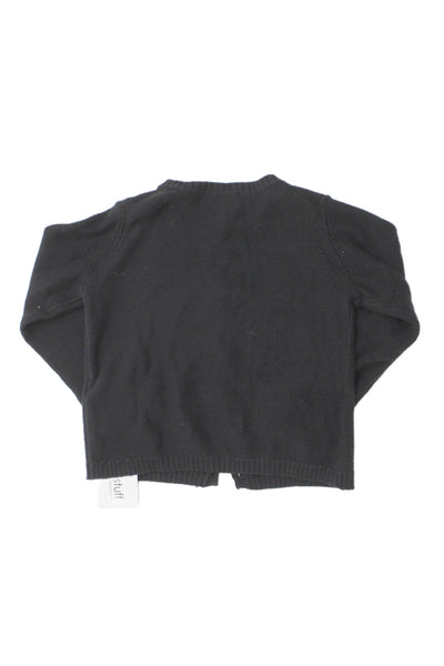Bonpoint Childrens Girls Floral Embroidered Cardigan Sweater Black Size 2