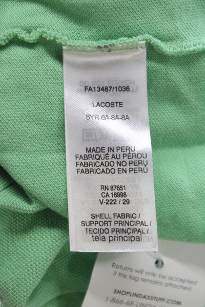 Lacoste Childrens Boys Short Sleeves Polo Shirt Green Cotton Size 8