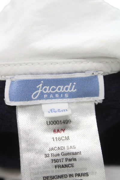 Jacadi Childrens Girls Collared Sweatshirt Navy Blue Red Cotton Size 6