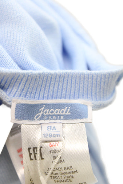 Jacadi Childrens Girls Long Sleeves Crew Neck Sweater Sky Blue Cotton Size 8