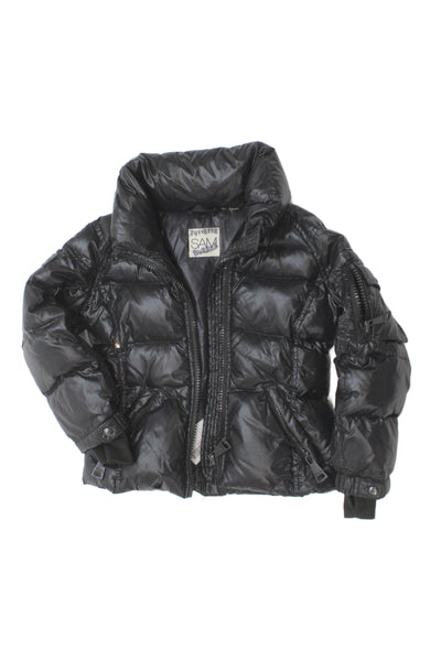 SAM Childrens Girls Full Zipper Puffer Jacket Black Size 4