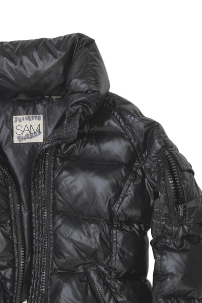 SAM Childrens Girls Full Zipper Puffer Jacket Black Size 4