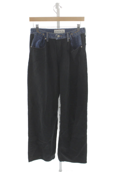 Edition Womens Black Wide Leg Jeans High Rise Cotton Solid Size XS