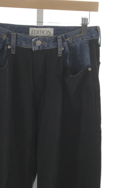 Edition Womens Black Wide Leg Jeans High Rise Cotton Solid Size XS