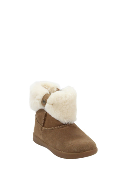 Ugg Childrens Girls Suede Zip Up Ankle Boots Brown White Size 8