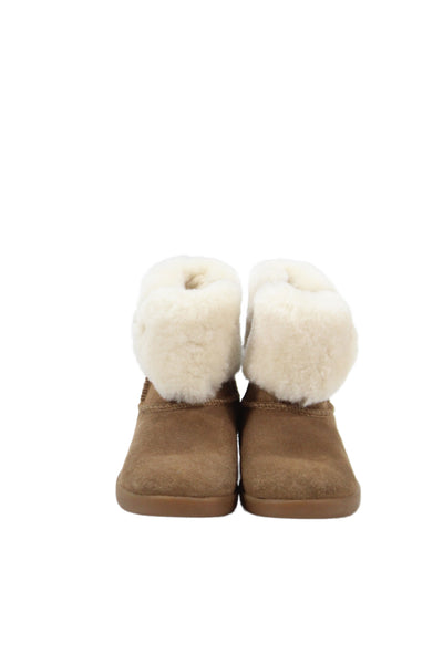 Ugg Childrens Girls Suede Zip Up Ankle Boots Brown White Size 8