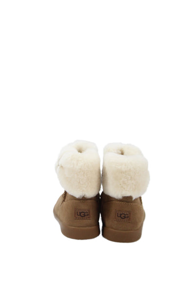 Ugg Childrens Girls Suede Zip Up Ankle Boots Brown White Size 8