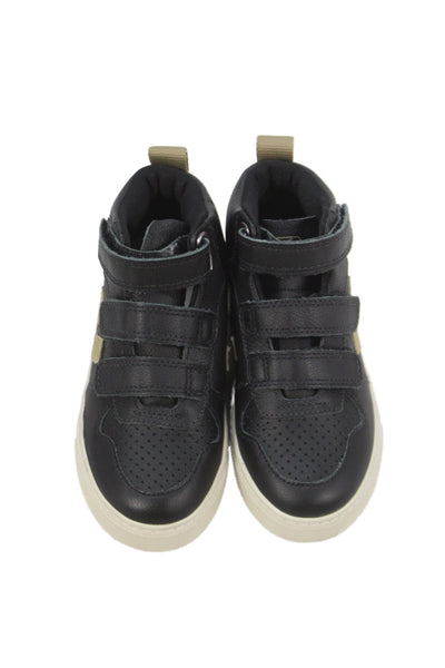 Veja Childrens Boys Leather High Top Sneakers Black Beige Size 13.5