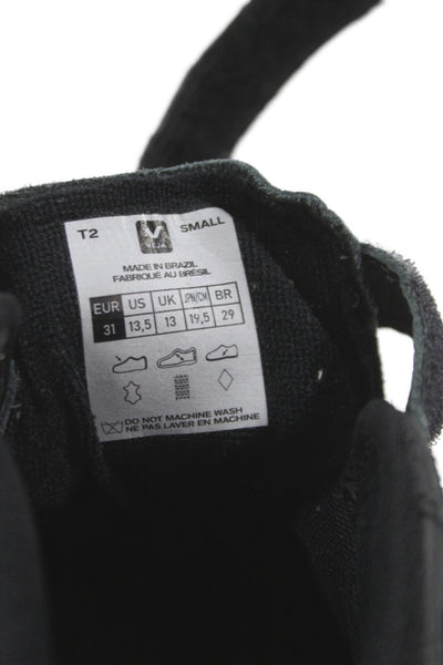 Veja Childrens Boys Leather High Top Sneakers Black Beige Size 13.5