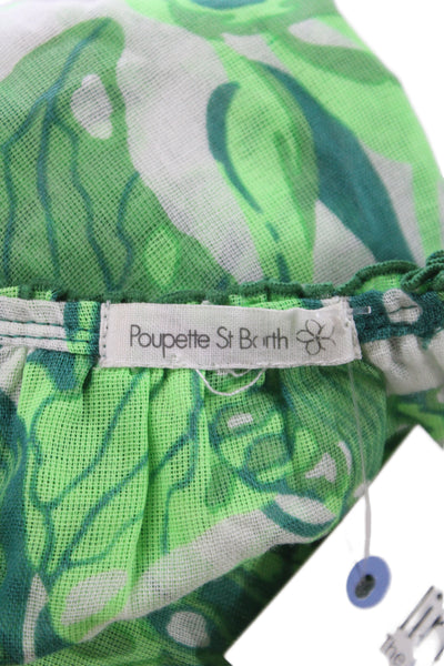 Poupette St. Barth Womens Green Floral Halter Tunic Size S