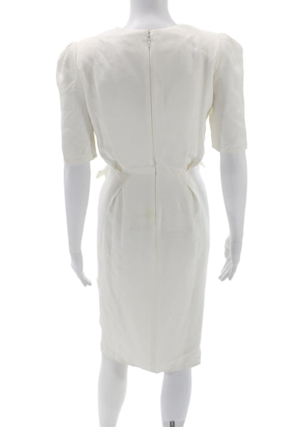 Elisabetta Franchi Women Pencil Dress Ivory V Neck Zip Size 38