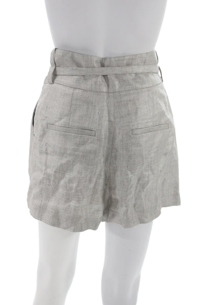 IRO Womens Paperbag Shorts Beige Linen Herringbone Tie Size 36