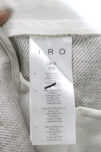IRO Womens Paperbag Shorts Beige Linen Herringbone Tie Size 36