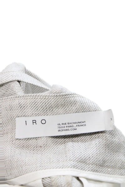 IRO Womens Paperbag Shorts Beige Linen Herringbone Tie Size 36