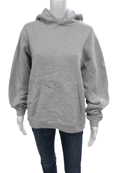 Alo Women Pullover Hoodie Gray High Neck Long Sleeve Size XS