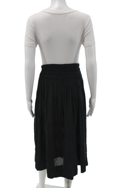 Love Shack Fancy Womens Peasant Bohemian Black Cotton Long Skirt Button Size S