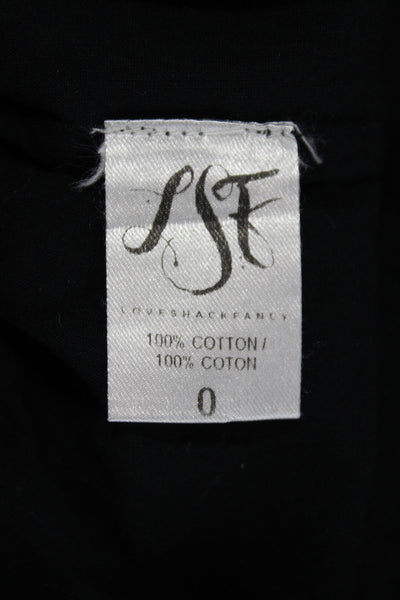 Love Shack Fancy Womens Peasant Bohemian Black Cotton Long Skirt Button Size S